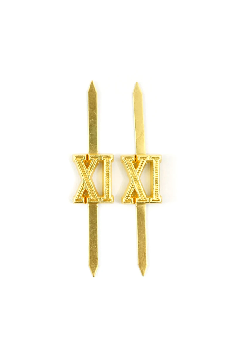 WWII German Shoulder Boards cyphers Gold XI Hanover 13mm 2pcs