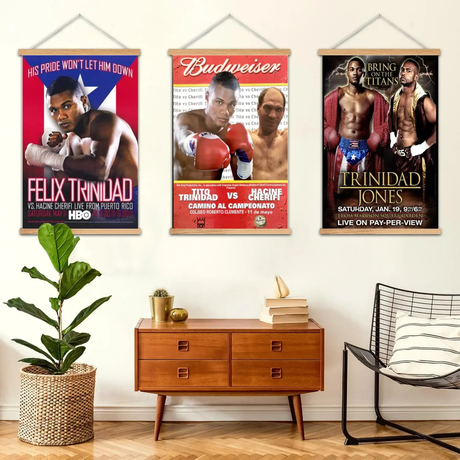 Tito Trinidad boxer-pintura de pared enmarcada, póster artístico en lienzo y arte de pared, decoración moderna para dormitorio familiar, pintura decorativa