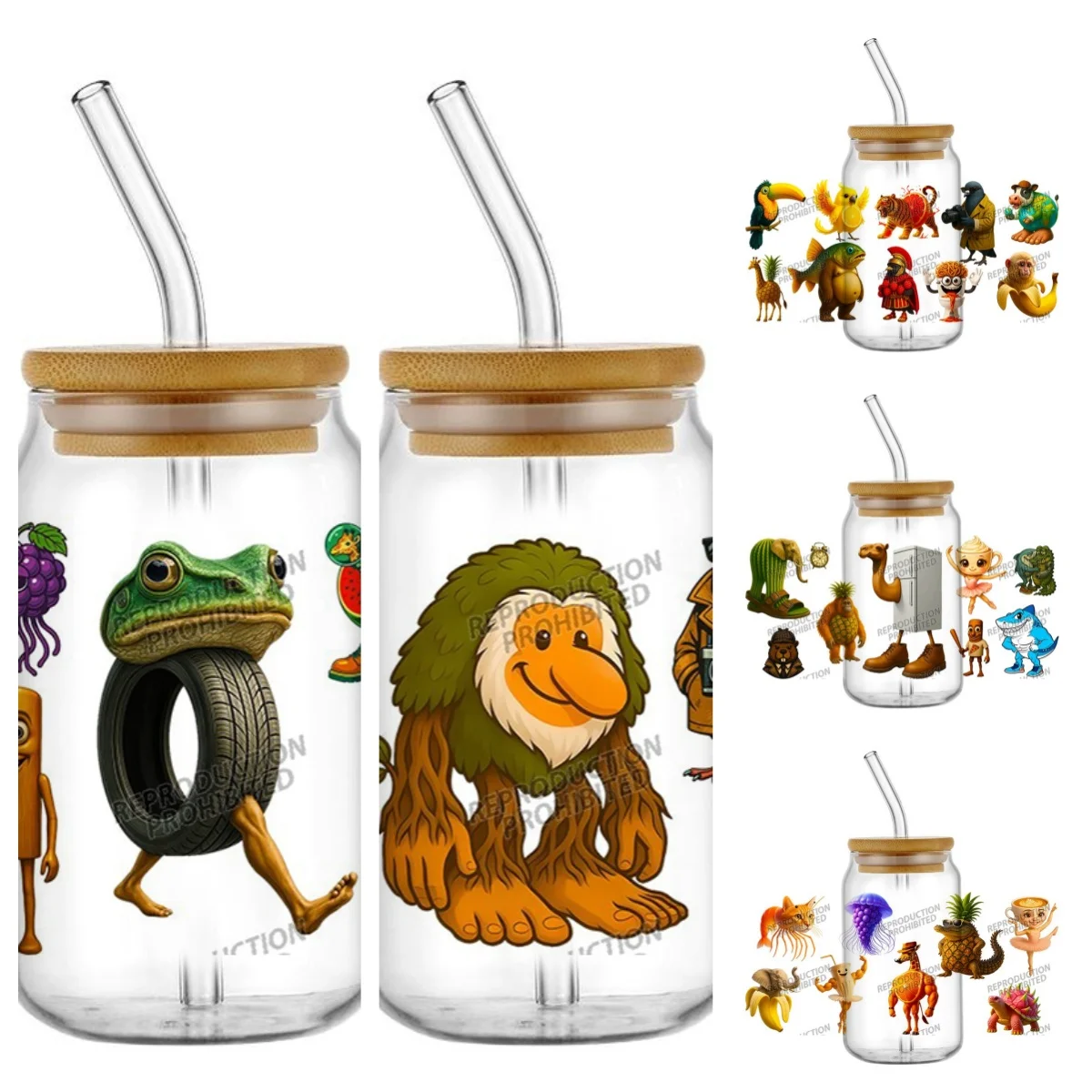 تصميم جديد المخلوقات الأسطورية Cryptid غائر نمط مقاوم للماء لتقوم بها بنفسك الشارات ثلاثية الأبعاد نقل UV DTF ملصقات 16 أوقية نظارات كوب يلتف الختم #1