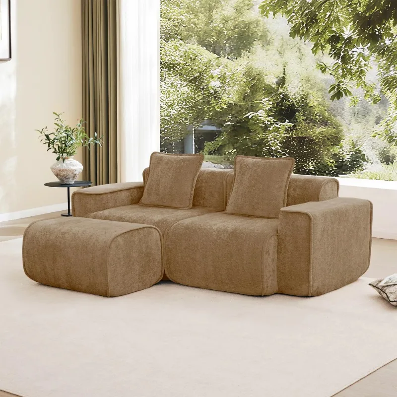 Streamlined modern design Modular two-seat velvet square sofa