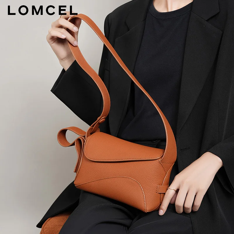 LOMCEL 138 Leather large-capacity underarm bag for women, new summer style, versatile single-shoulder crossbody tote bag