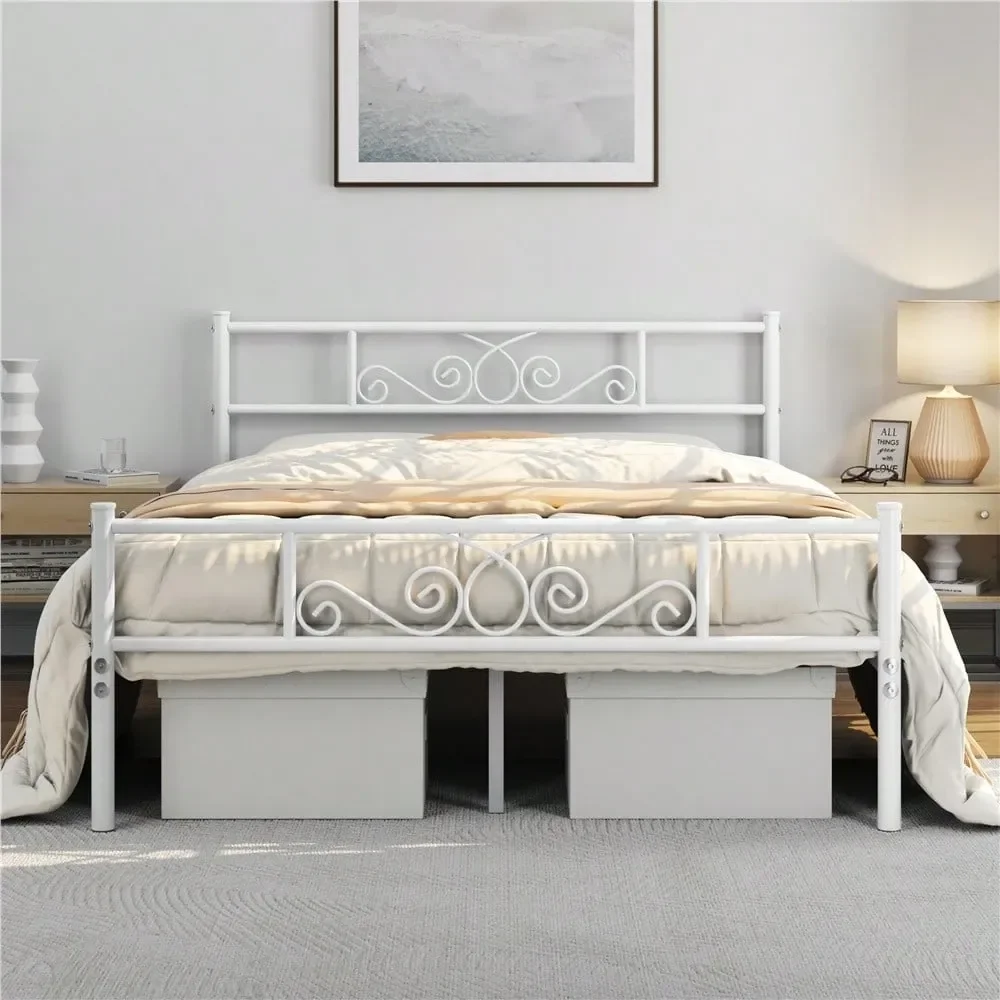 

Classic Scroll Iron Bed Frame With Headboard Footboard, Platform Bed For Bedrooms, Dormitories, Guestrooms, Twin Twin XL Full Q