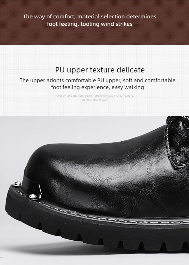 Herrenstiefel für vier Jahreszeiten, neue High-Top-Freizeitstiefel für den Außenbereich, Sicherheitsschutz-Arbeitsstiefel, Motorradstiefel, Outdoor-Stiefel in Übergröße – Detail 5