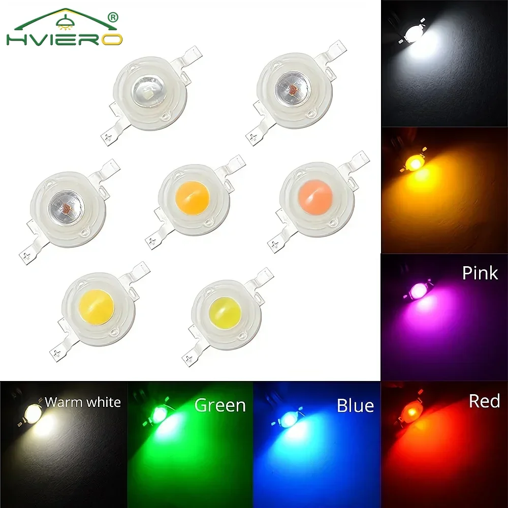 10Pcs 1W 3W High Power LED Chip Lamp Bulb 110-120LM Bead Line Emitter Diode White Red Green Blue Yellow DIY Led Light Decoration