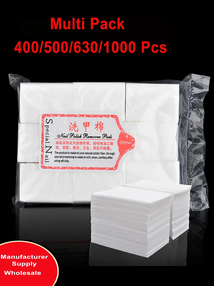 400/500/600/1000 Stück solide, langlebige Nagelwerkzeuge, Maniküre-Gel-Nagellackentferner-Pads, fusselfreie Tücher, 100 % Baumwolle, Serviettenwickel