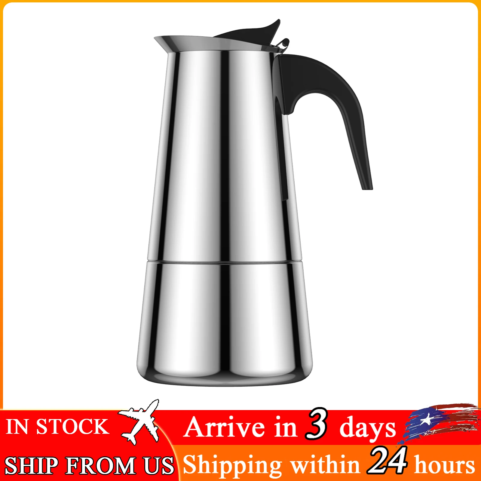 

Induction Coffee Maker Espresso Maker Stainless Steel Stovetop Coffee Maker Moka Pot Coffee Maker Pot Suitable for Home Camping