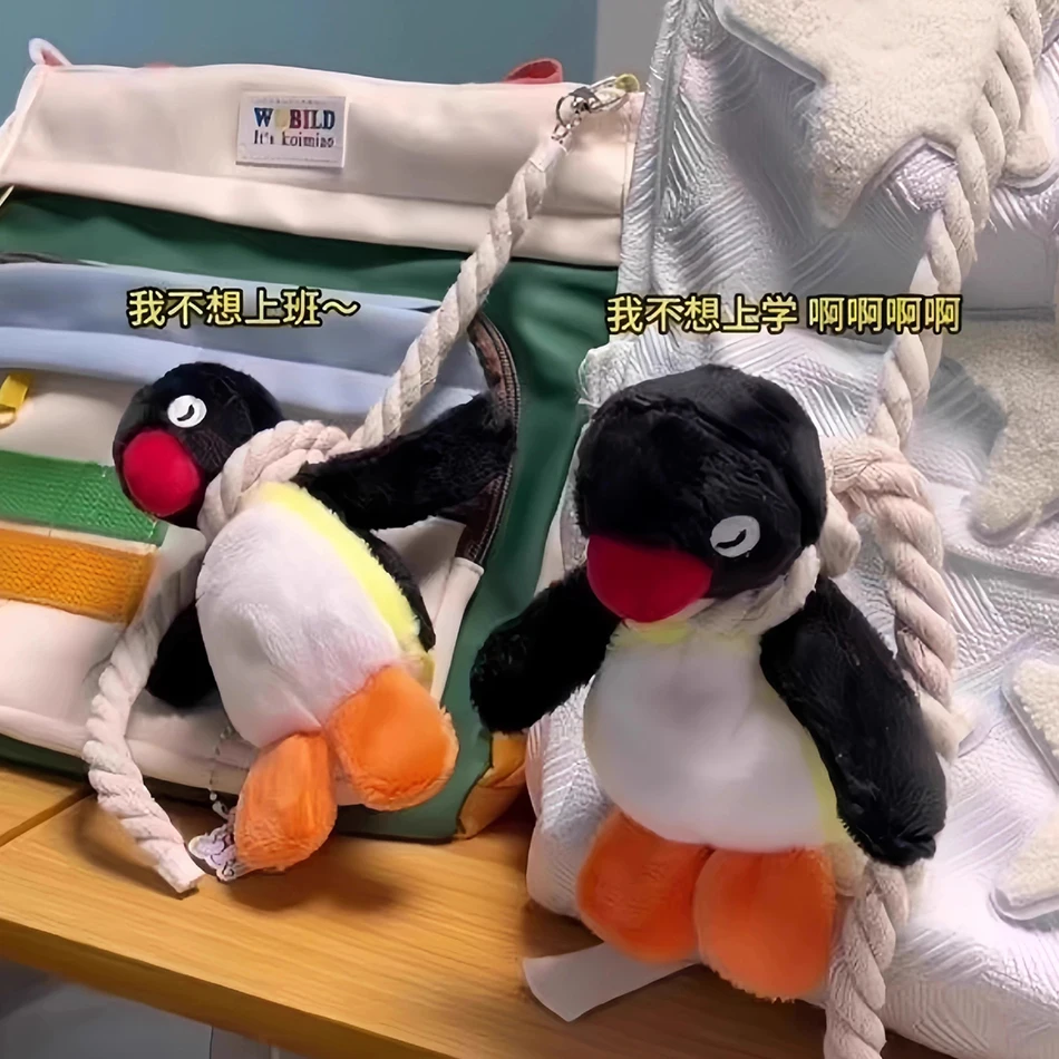 Nuevo colgante de llavero de felpa Pingu Sling de 16CM, bonito muñeco de Animal, mochila, colgante, accesorios para bolso, regalos decorativos para niños