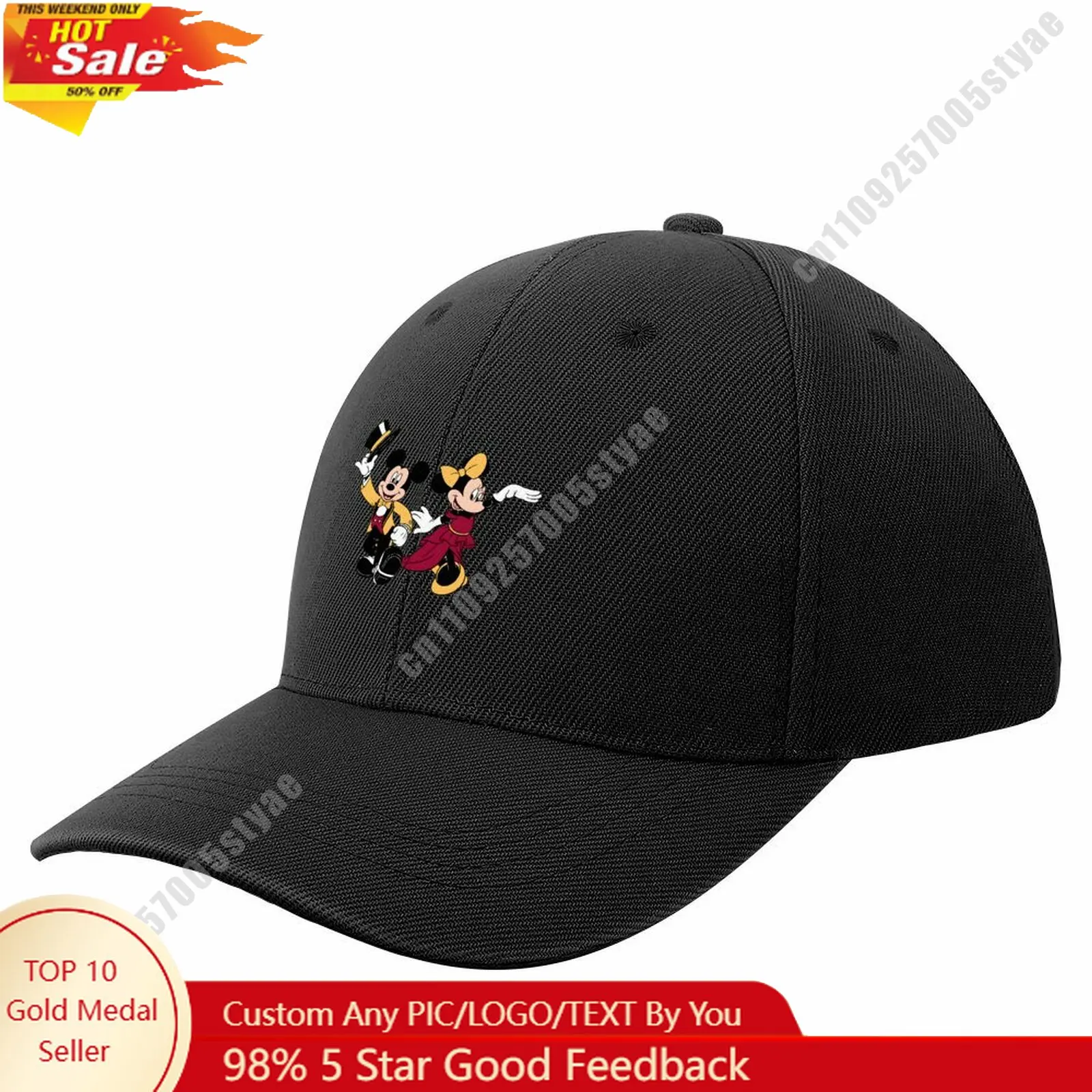 

Mickey Minnie Mouse Baseball Cap Disney Licensed Customizable Your DIY Design Upload Images Text Baseball Hat Holiday Birthday G