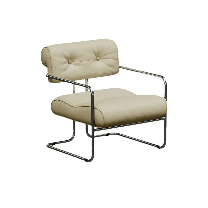 

Italian single chair light luxury leisure chair dining chair stainless steel single French business negotiation