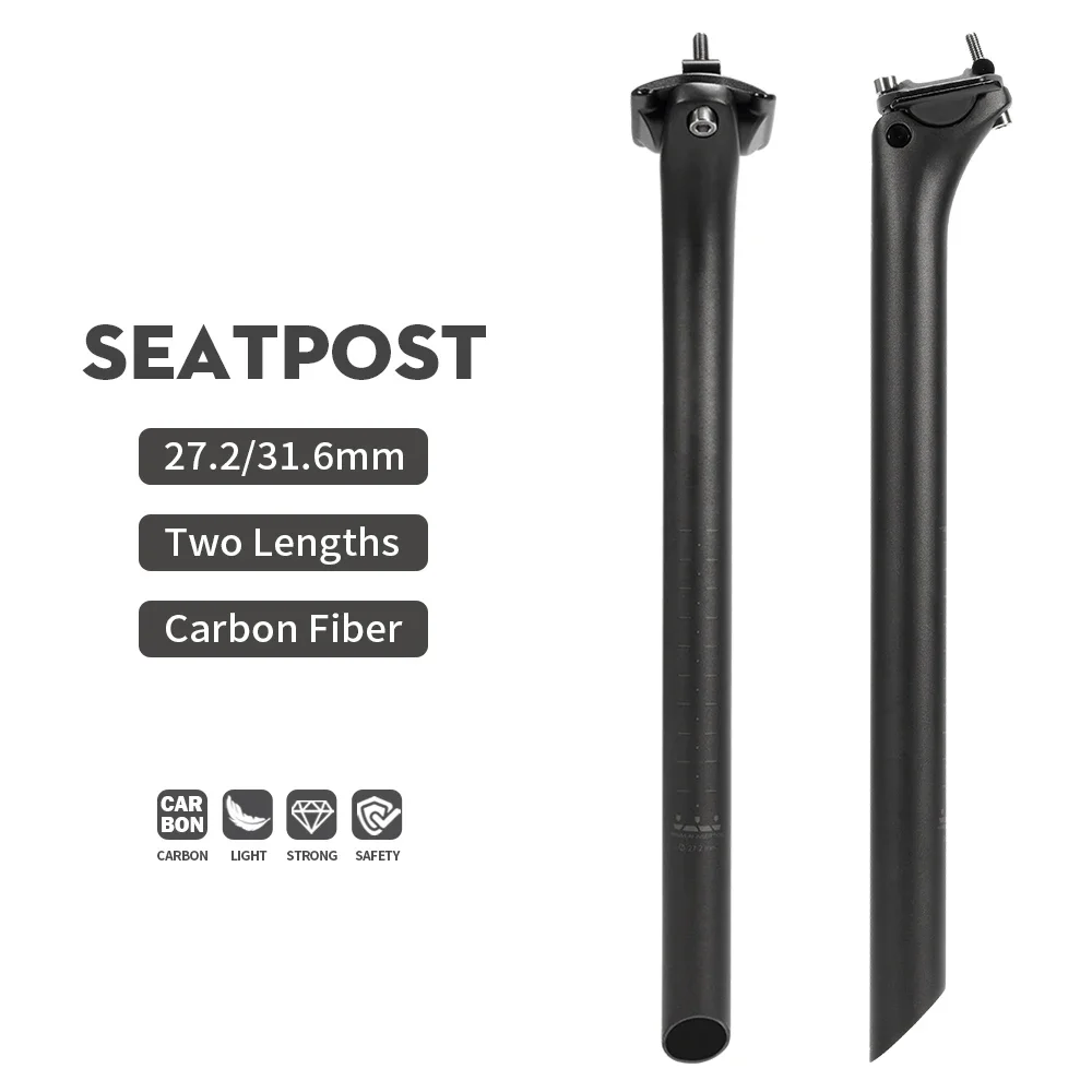 

No LOGO MTB Seat Post Carbon Seatpost 350/400mm Light Weight 31.6/27.2mm Offset 20mm Road Bike Seatpost Bicycle Parts