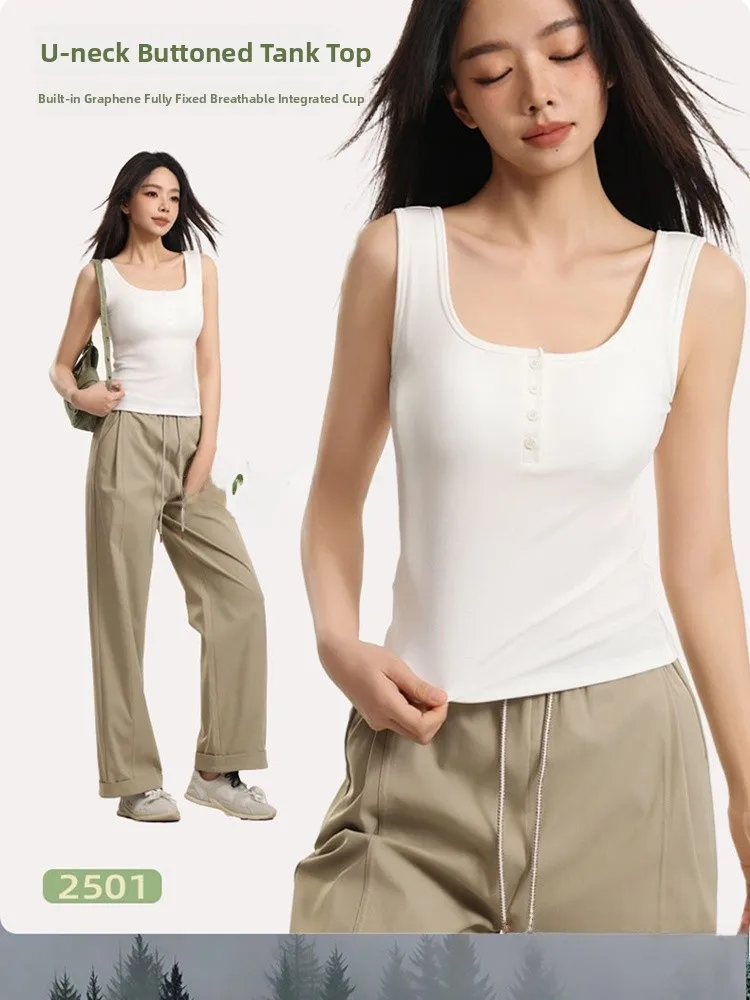 

Повседневный цельный жилет из лиоцелла и шелка 250 г/м², летний тонкий хлопковый топ с подкладкой на груди для женщин, стандартная длина