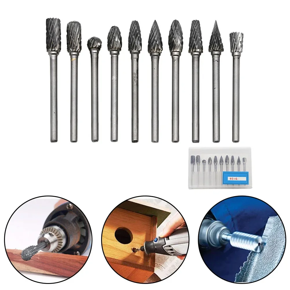 10-Piece Grinding Set Carbide Steel Grinding Heads DIY Projects Polishing And Shaping For DIY Projects Variety Of Grinding Heads