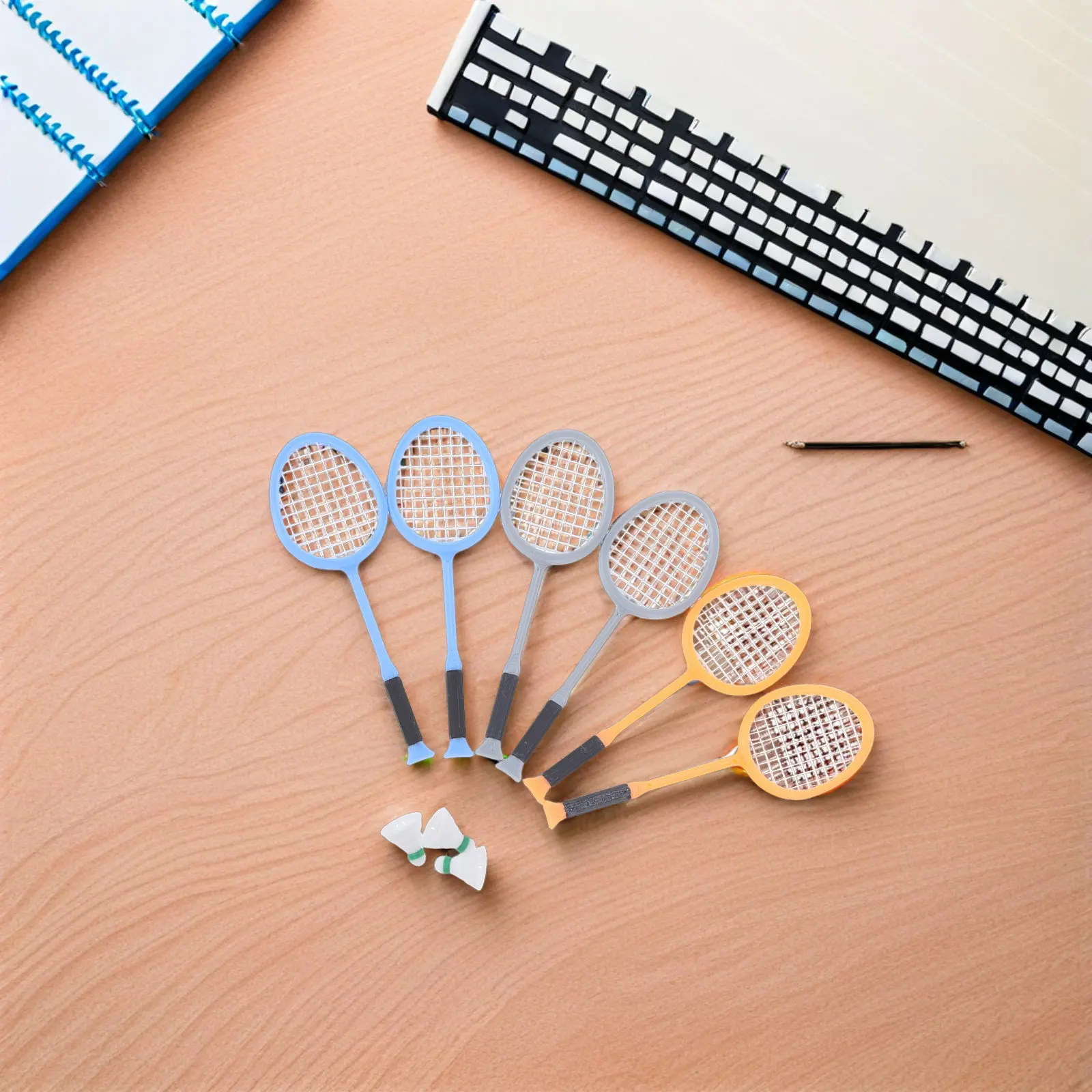 

3Sets Mini Badminton Racket Dollhouse Accessories 1:12 Scale Sturdy Simulation Miniature Badminton Racquet for Dollhouse Decor