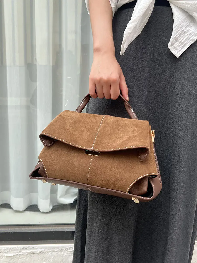 New Trendy Designer Matte Leather Women's Handbag High Texture Soft Leather Vintage Style Shoulder Crossbody Bag