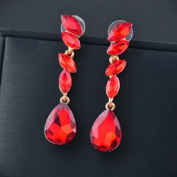 SINLEERY vintage blue black red stones big earrings for women wedding party jewelry accessories