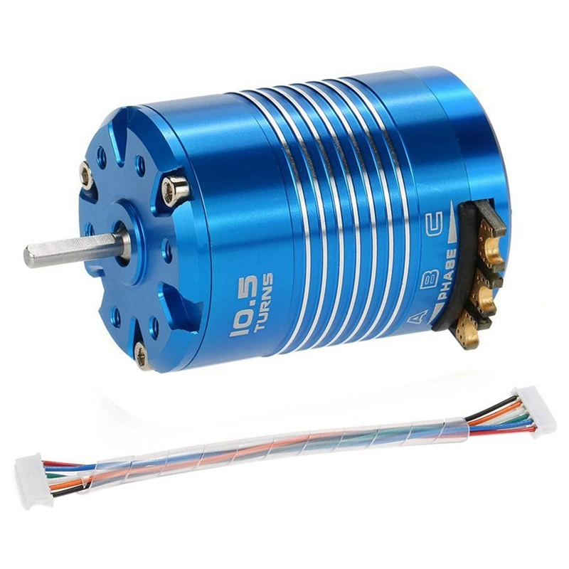 2X High Efficiency 540 Sensored Brushless Motor For 1/10 RC Car Blue, 10.5T 3450KV