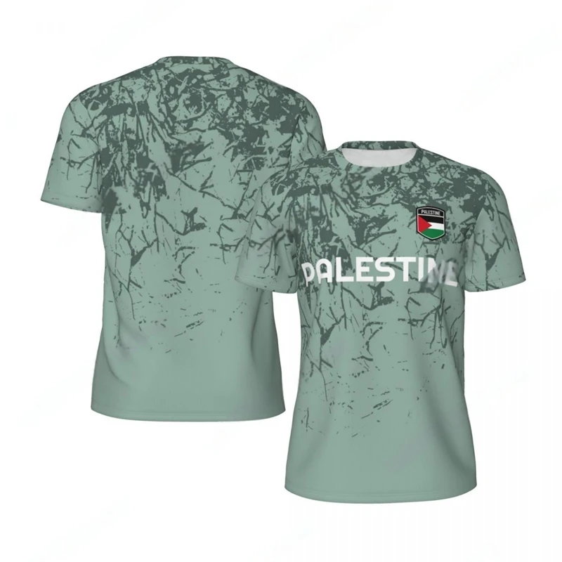 Fashion Palestine Flag Graphic Football T Shirts Summer Trend 3D National Emblem Printed T-shirts Casual Oversized Sports Tees