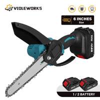 6 Inch Electric Chain Saw Cordless Handheld Pruning Saw Woodworking Chainsaw Tree Branches Cutting Tool For Makita 18V Battery