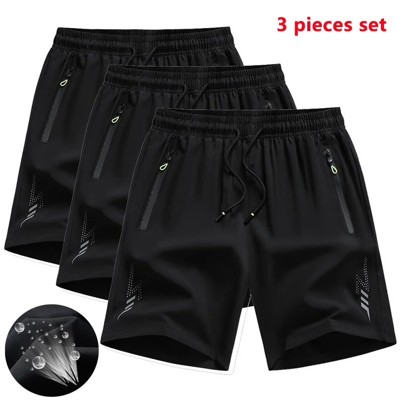 3 Pieces Summer Men's Shorts Quick Dry Stretch Breathable Shorts for Men Gym Fitness Sport Shorts Loose Short Pants Man Running