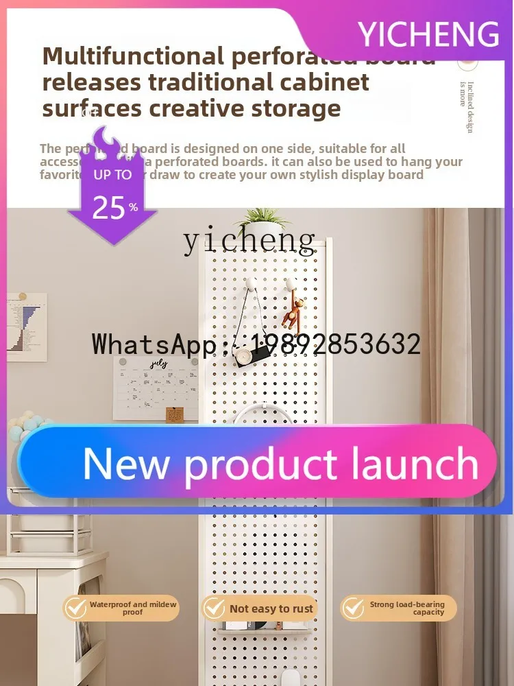 solid wood rotating bookshelf floor-to-ceiling living room storage with full-length mirror hole board