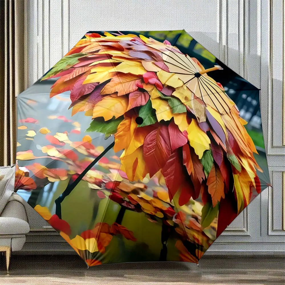 

Автоматический складной зонт с автоматическим выдвижным куполом - компактный дорожный зонт, ветрозащитный, с 8-спицевым каркасом, красный/желтый