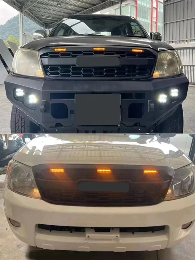 Modified GR Racing Grill For Hilux Vigo 2005 2006 2007 2008 2009 2010 2011 Radiator Grille LED Front Grills Bumper Mask Mesh