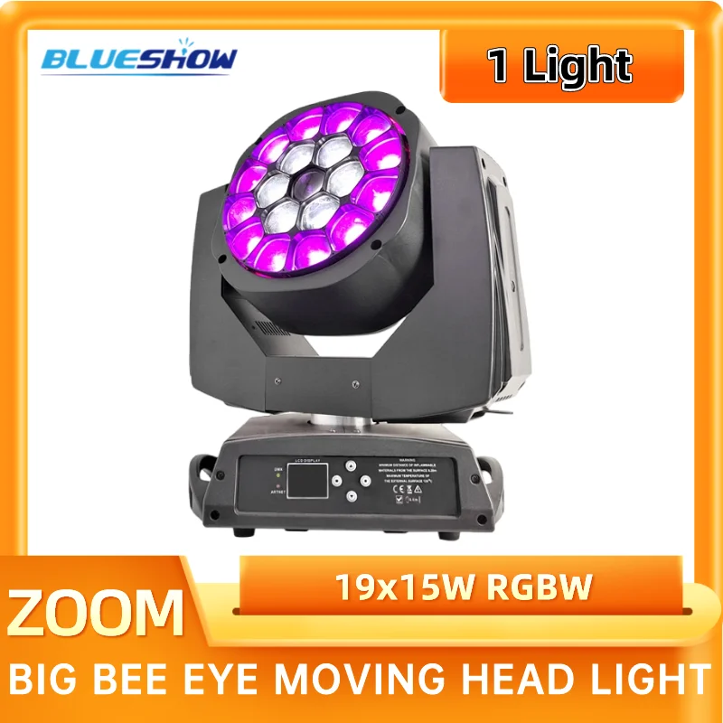 Beam Zoom Big Bee Eye Moving Head 19x15w LED Beam Light DMX b eye Stage Beam Lights Bee Eye Wash Lyre DJ Disco Party
