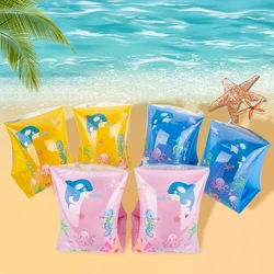 2 Pieces Inflatable Armbands for Kids Tube Child Pool Wear Swimming PVC Floater Sleeves Roll Up Arm Float Pool Water Accessory