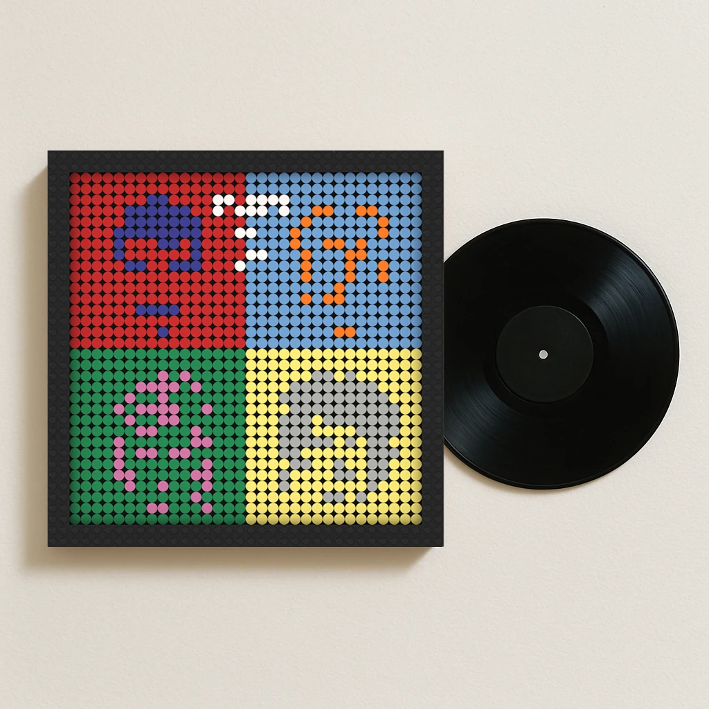 

Classic Rock Band Q-Queen Hard Rock Music Album Cover Building Blocks Mosaic Pixel Art Brick Painting Gift For Fans