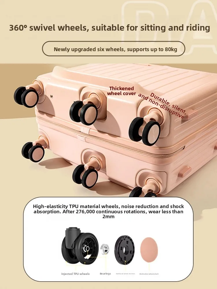 ort Children's Riding Lage Travel Suitcase with  Pull Rod Universal Wheels ABS PC Material ex Stripe Pattern