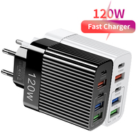 Total 120W USB C Charger Muti 5 Ports Quick Charge PD Type C QC 3.0 High Speed Fast Charging for iPhone 16 Xiaomi Wall Adapter