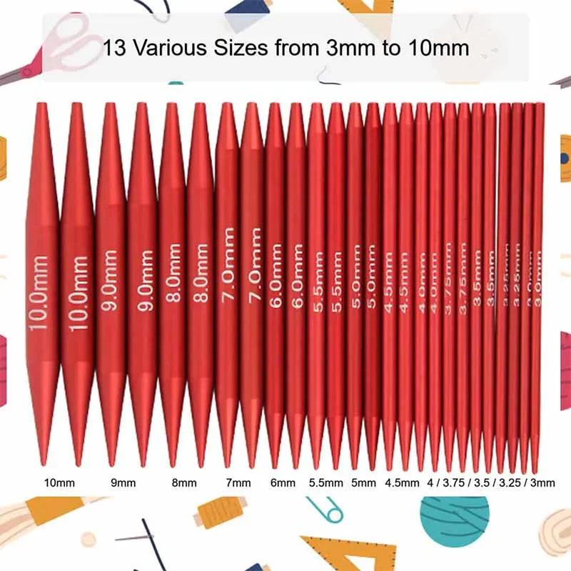 25PCS Knitting Needles Set Interchangeable Circular Knitting Needle in Metal Detachable Accessories Kit Needle BZZ001