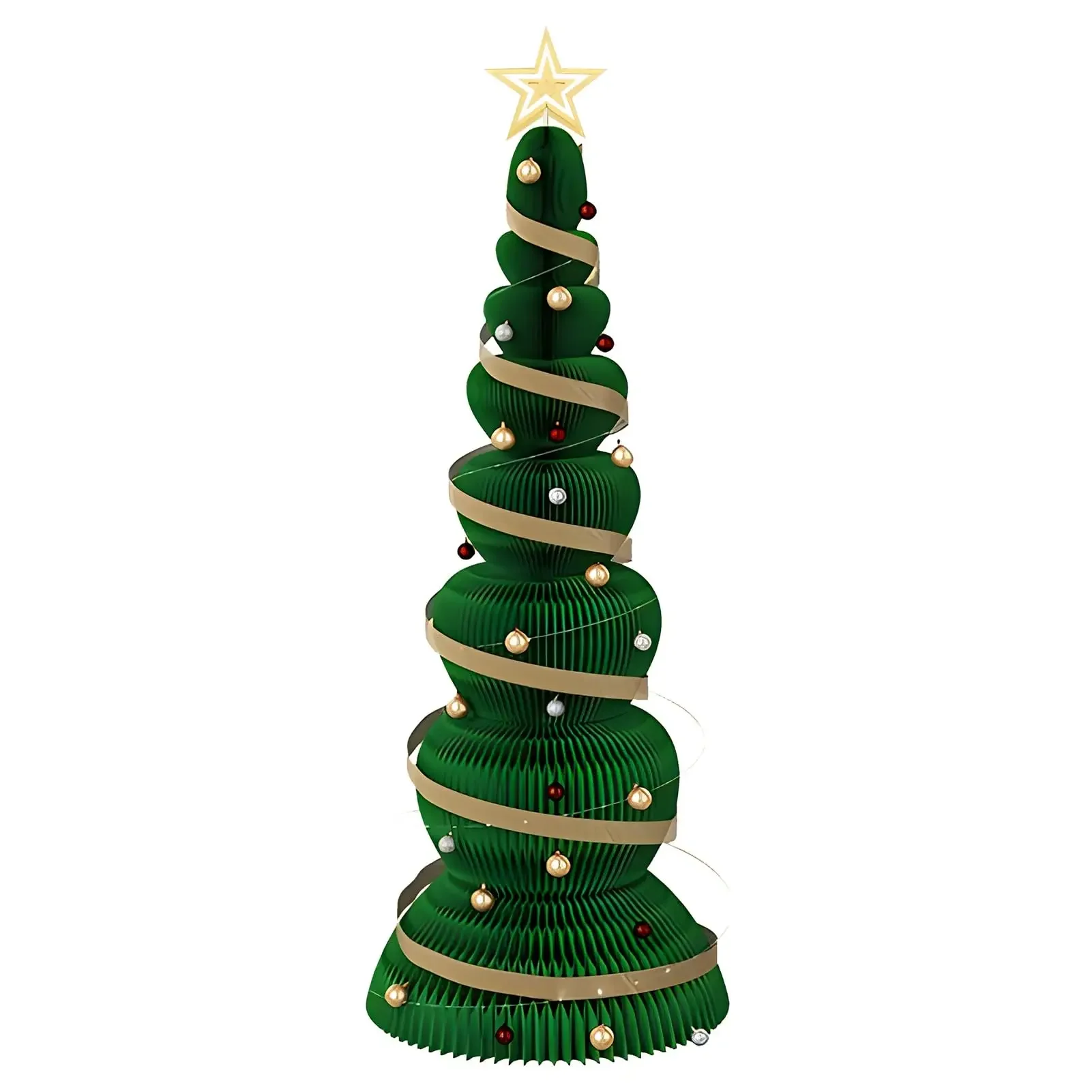 gg-Foldable Green Christmas Tree Paper Christmas Tree With Accessories Honeycomb Christmas Tree For Party