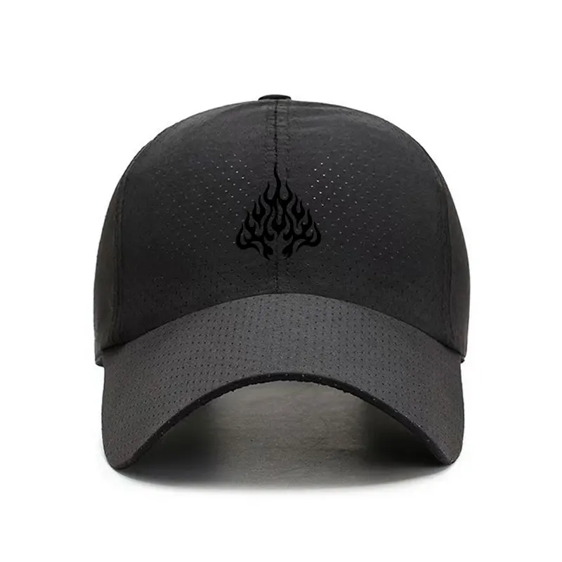 Flame Pattern Quick Dry Baseball Cap Adjustable Sports Hat Breathable Unisex