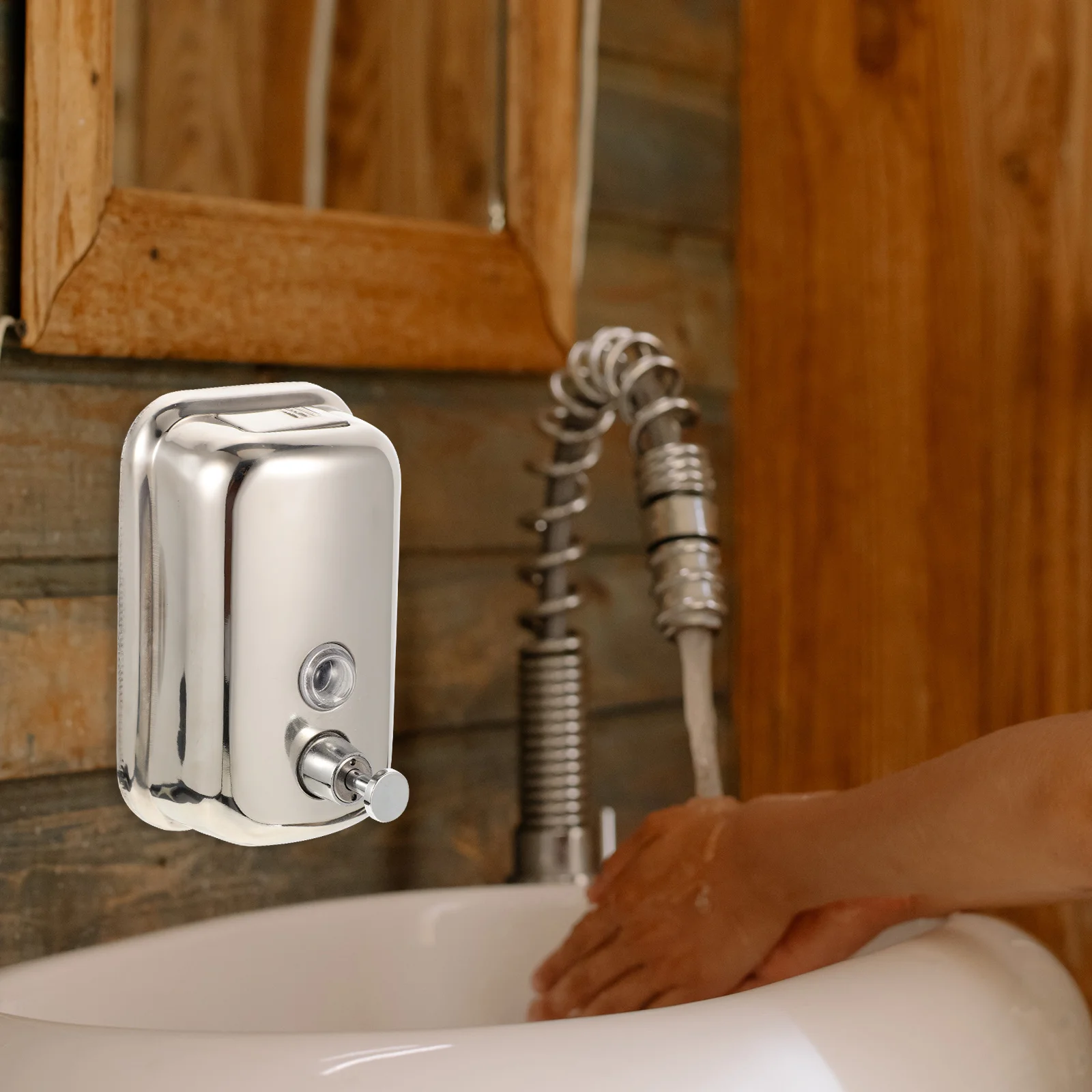 

Wall Mounted Soap Dispenser Stainless Steel Liquid Shampoo Container Bathroom Lotion Bottle Washing-up Dispenser Great Capacity