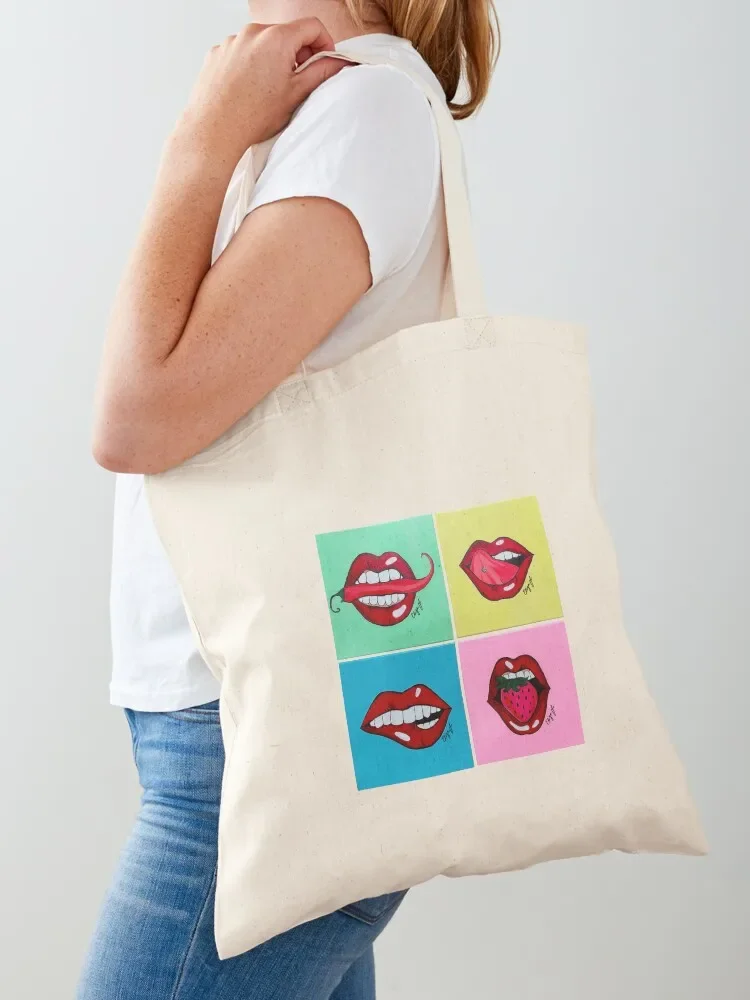 

Lips PopArt Tote Bag Canvas cute pouch bag shopping trolley bag Handbags