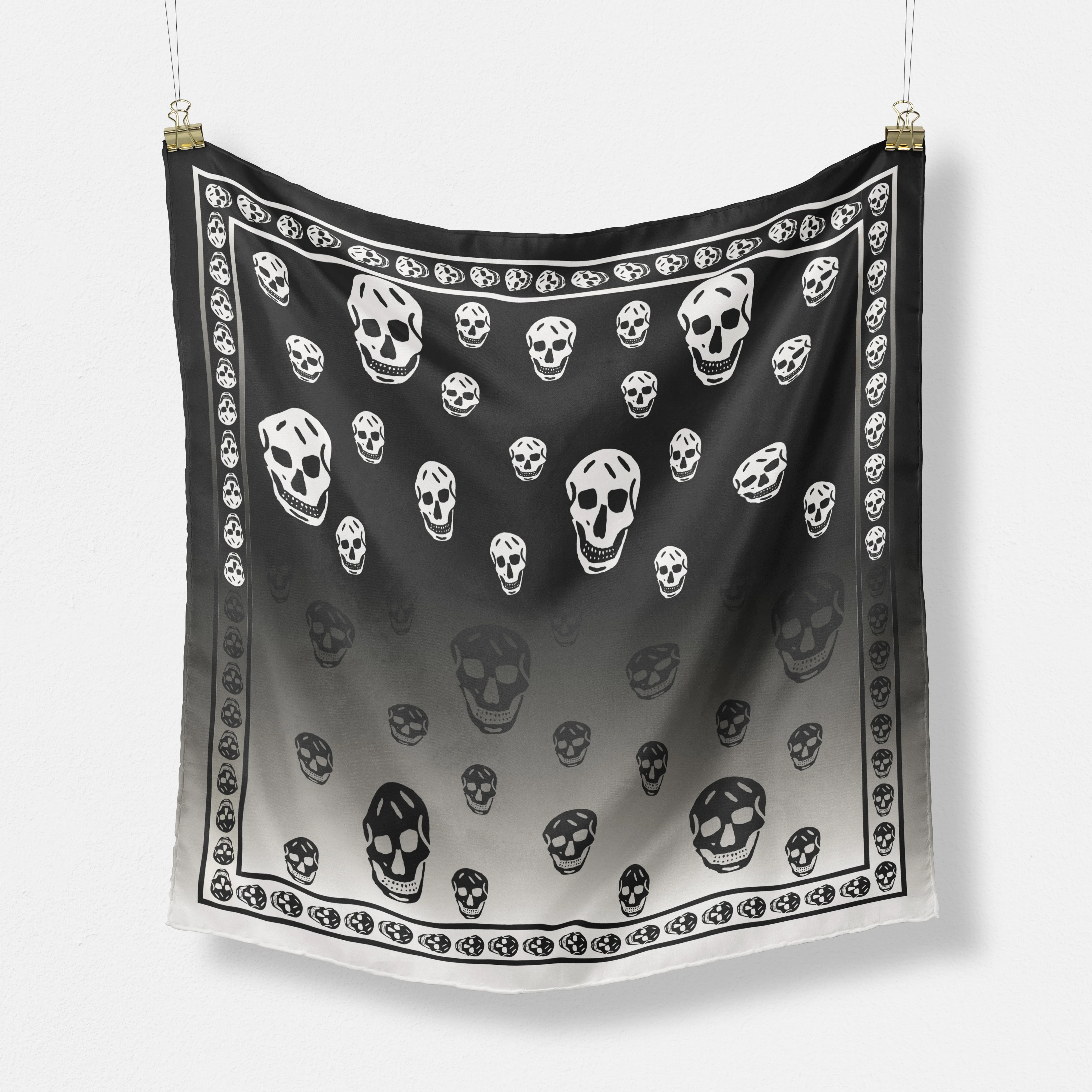 Support Customize 2022 Newest Design Women Chiffon Skull Scarf  Hijab Shawls And Wraps Female Foulard Echarpe Gradient  Bandana