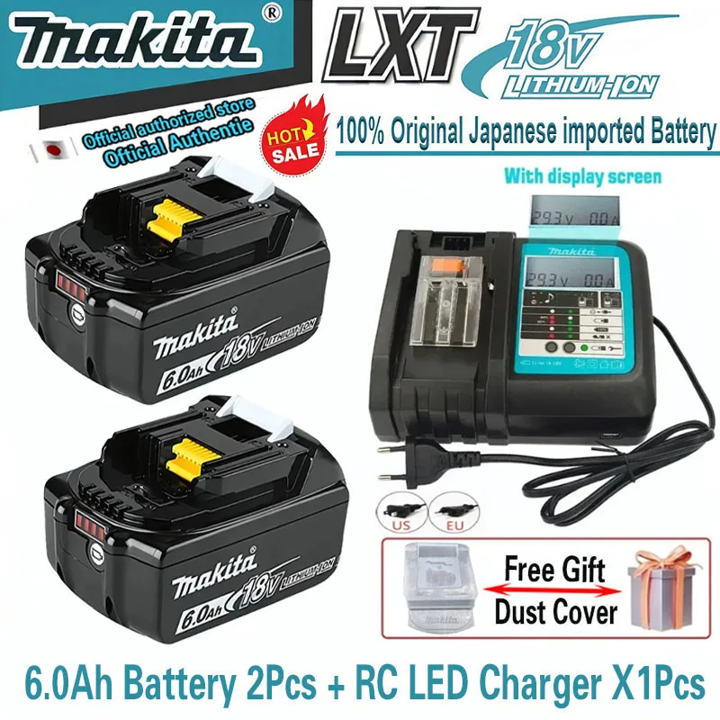 Japón Makita 18V 6.0Ah batería de herramienta eléctrica DDF487 DGA404 DTW700 DHP487  MR100W reemplazo de batería LED de carga