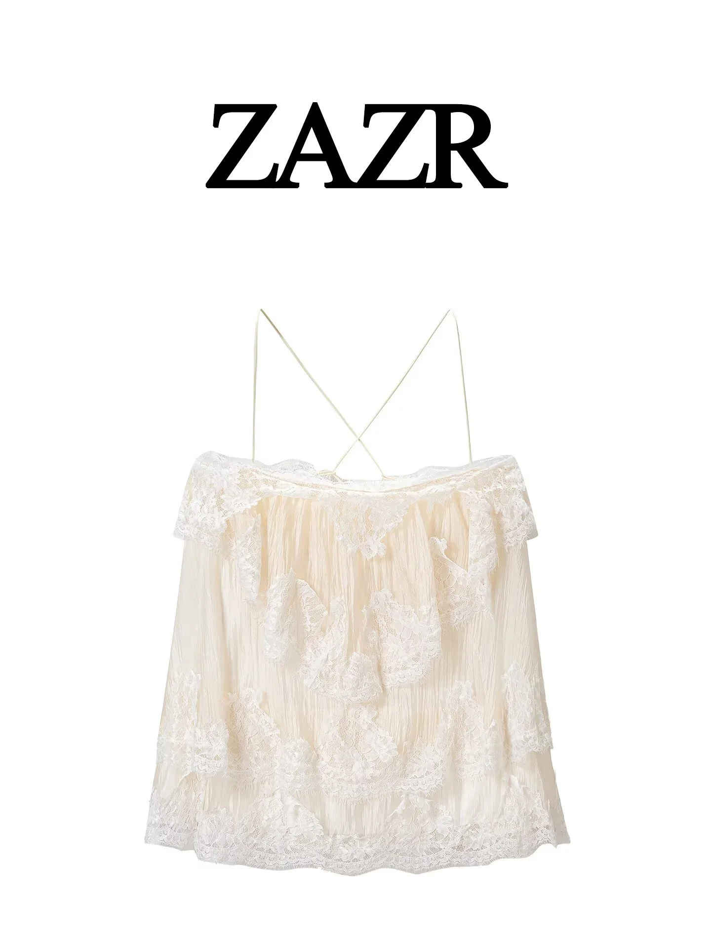 Adjustable Slimming Lace Crop Top Women's Fashion ZR Style Layered Design Shoulder Strap Sensation Polyester Polyester Fiber