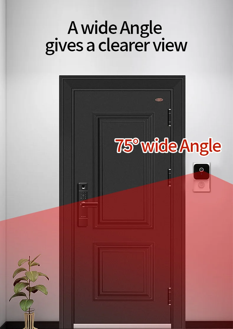 WiFi Smart Doorbell Camera With PIR Monitoring, Waterproof 1080P HD Chime For Home Security With Motion Detection