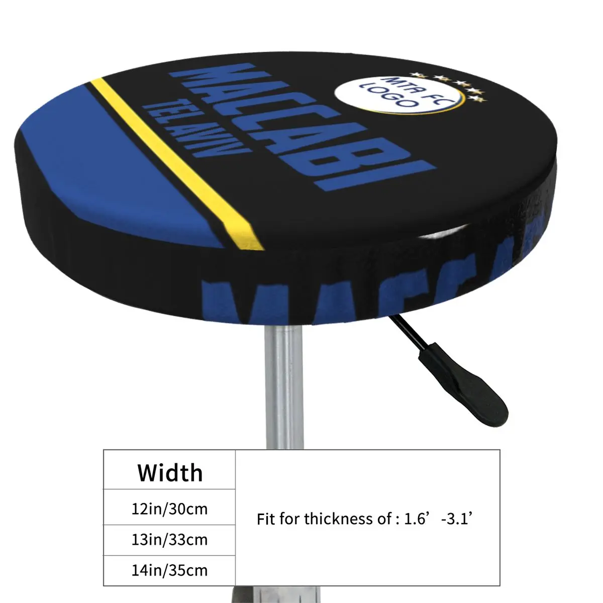 Maccabi Tel Aviv Round Chair Cover Removable Stool Cover Solid Seat Cushion Protector