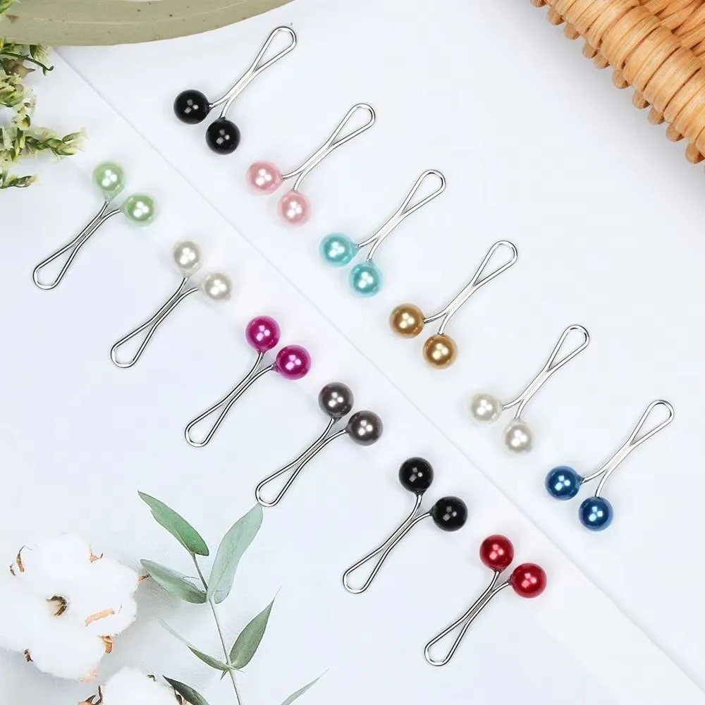 

U-Shaped Pearl Brooch Fixed Straps Anti Slip Hijab Clips Multi-Purpose Adjustable Collar Clip Brooches Hijab Accessories