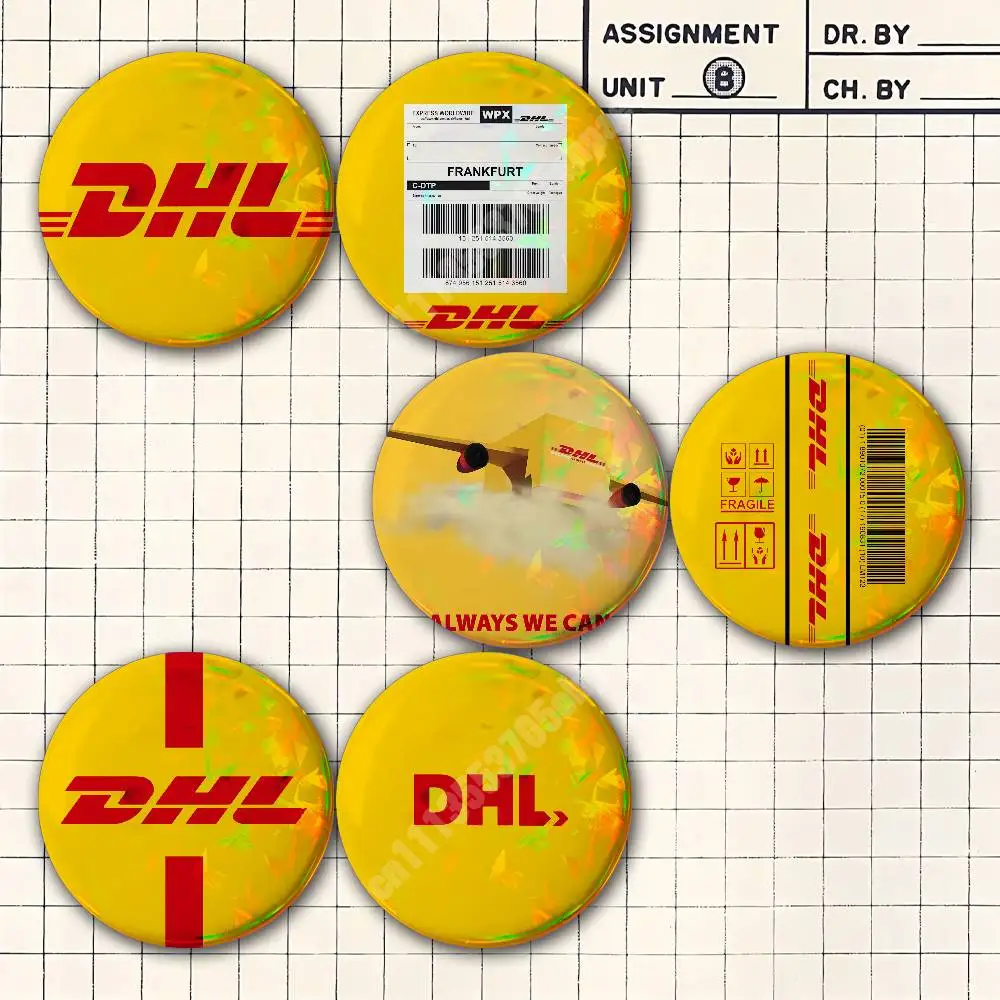 D-DHL-S Worldwide Express Button Badge 2PC Sets for Bags & Clothes & Accessories Metal Pin Creative Gift