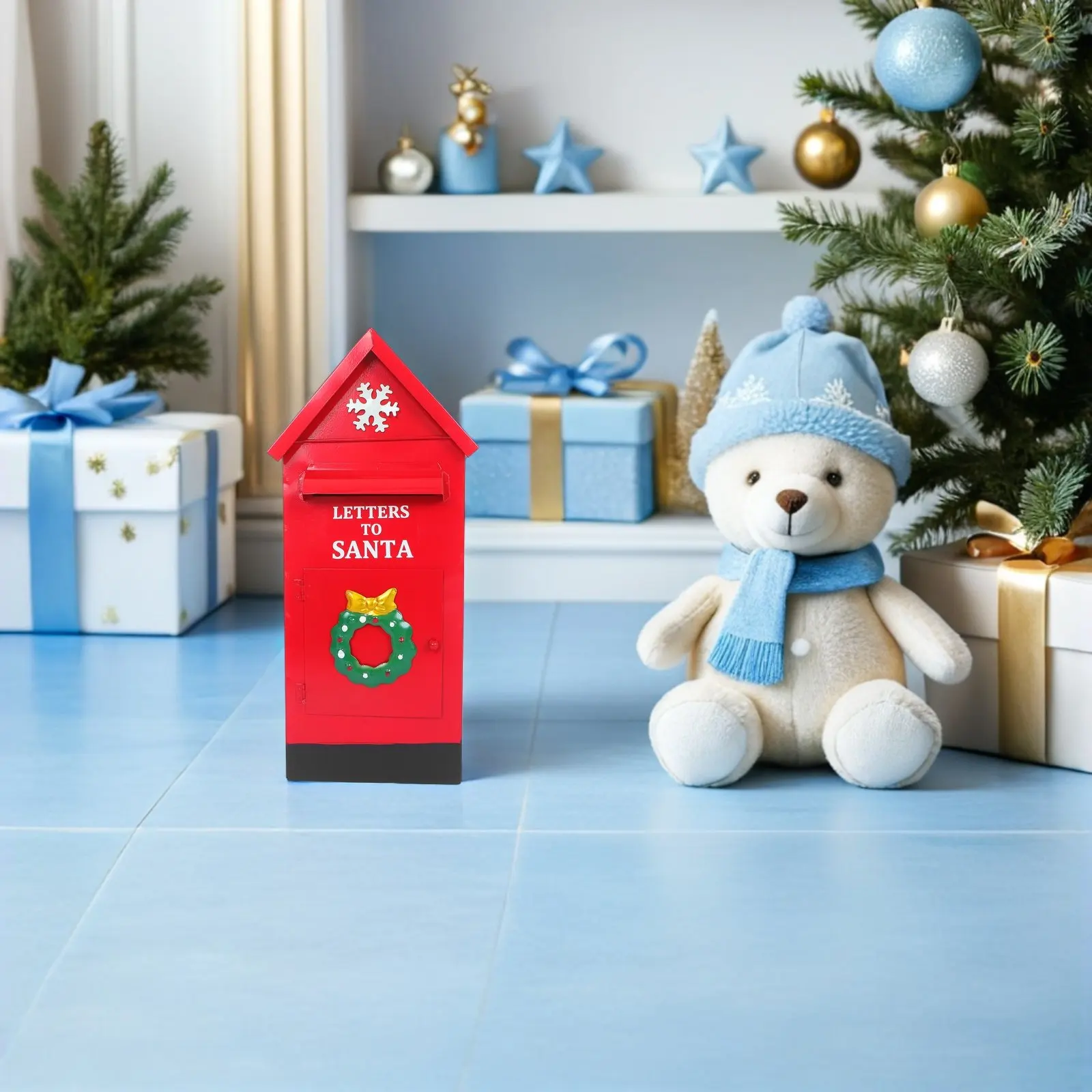 Christmas Mailbox Ornament Red Santa Iron Vintage Letter Box Decorative Xmas Mailbox for Letters to Santa Christmas Decor