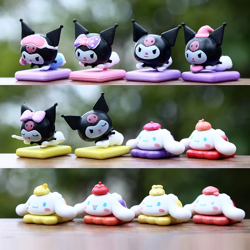 

12 шт./компл. Sanrio Kuromi Cinnamoroll серия модель игрушка кукла фигурка Kawaii украшение для рабочего стола орнамент подарок