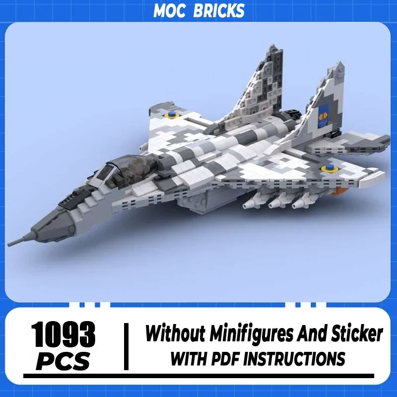 

Moc Building Bricks Military Russian Air Force MIG-29 Fulcrum Fighter Model Technology WW2 Aircraft Blocks DIY Set Assembly Gift