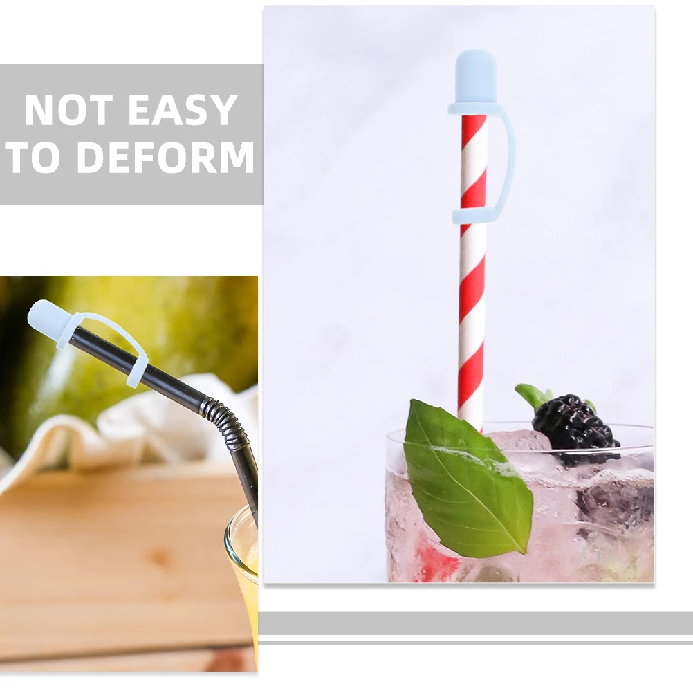 

6 Pcs Blue Silicone Straw Covers Thickened Soft Rubber Tips Lids Protective Caps For Reusable Straws Lightweight Durable Kitchen