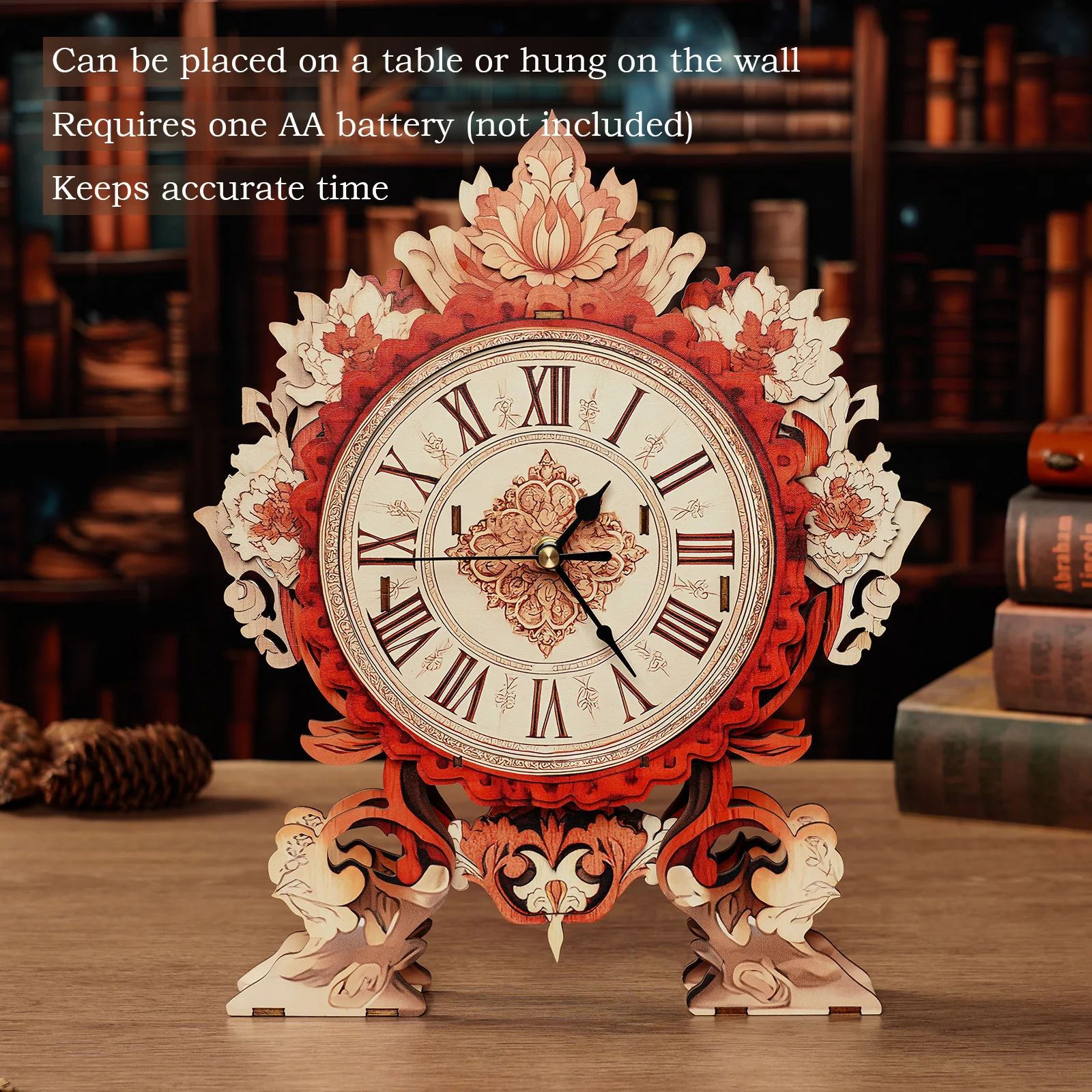 DIY 3D Wooden Phlogacanthus Curviflorus Wall Clock Jigsaw Puzzles Miniature Model Kits for Friends Birthday Gifts