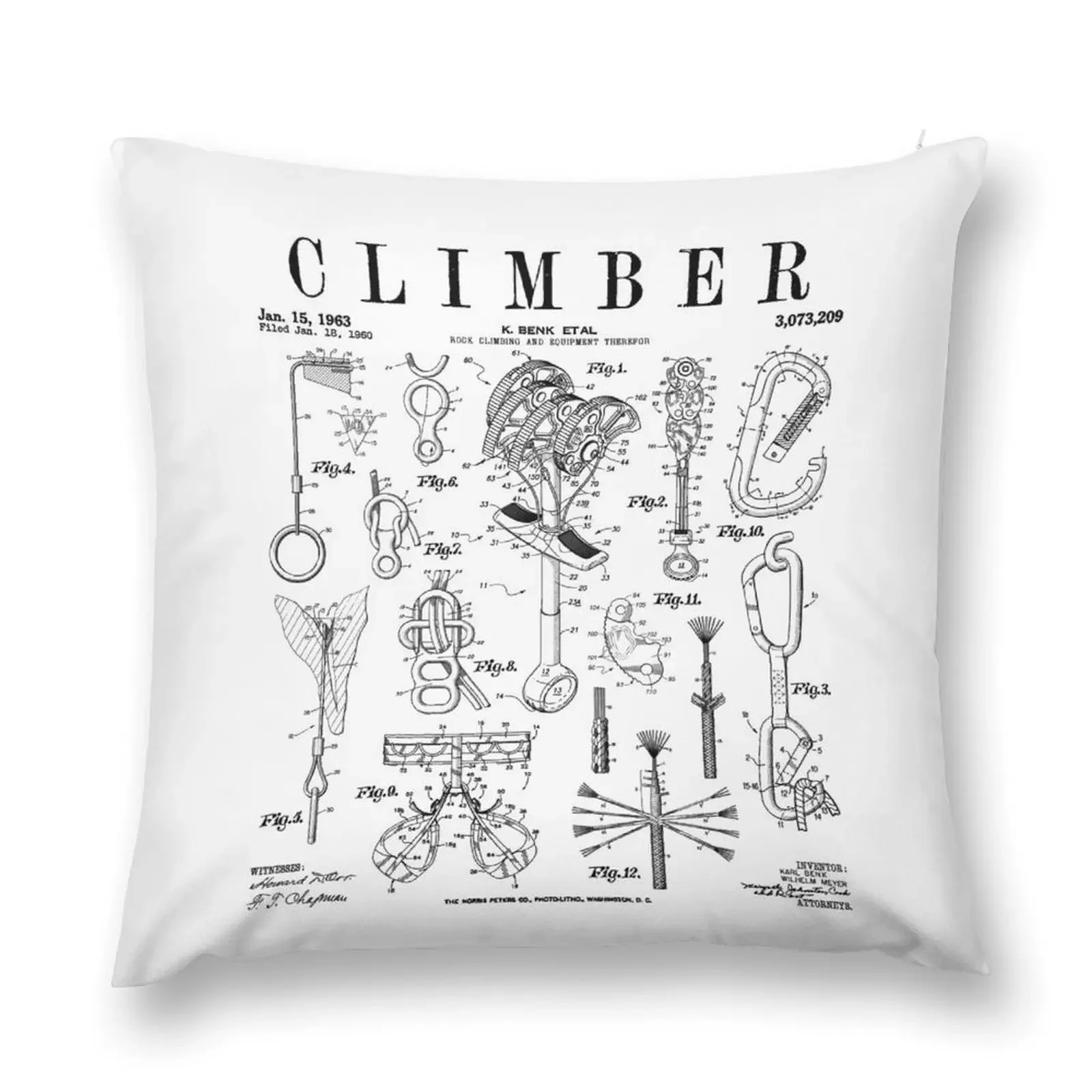 Climber Rock Climbing Bouldering Vintage Patent Print Throw Pillow Sofa Pillow Cover Sofas Covers Cushion Child pillow