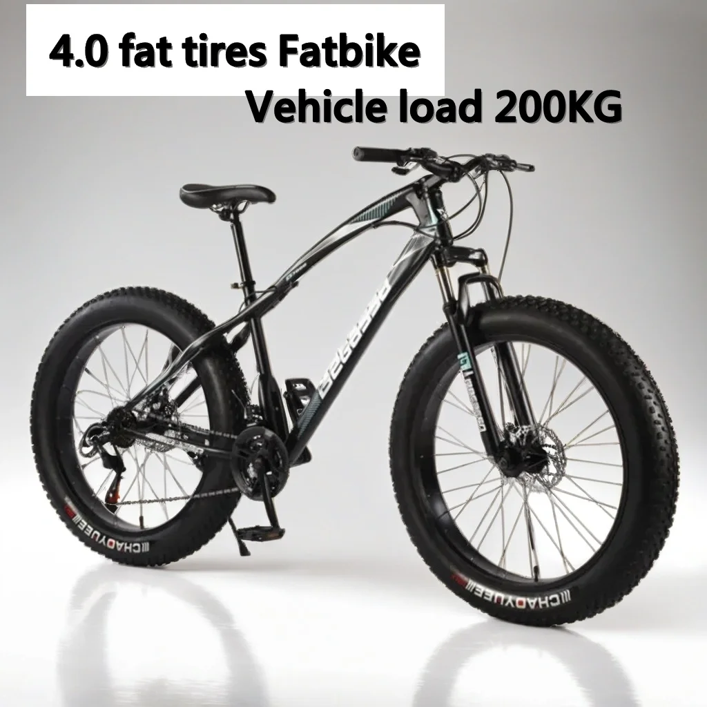 24/26 inch Mountain Bike 4.0 fat tires beach snow Bicycle high carbon steel frame Fatbike 24/27/30 speed Cross Country bicicleta